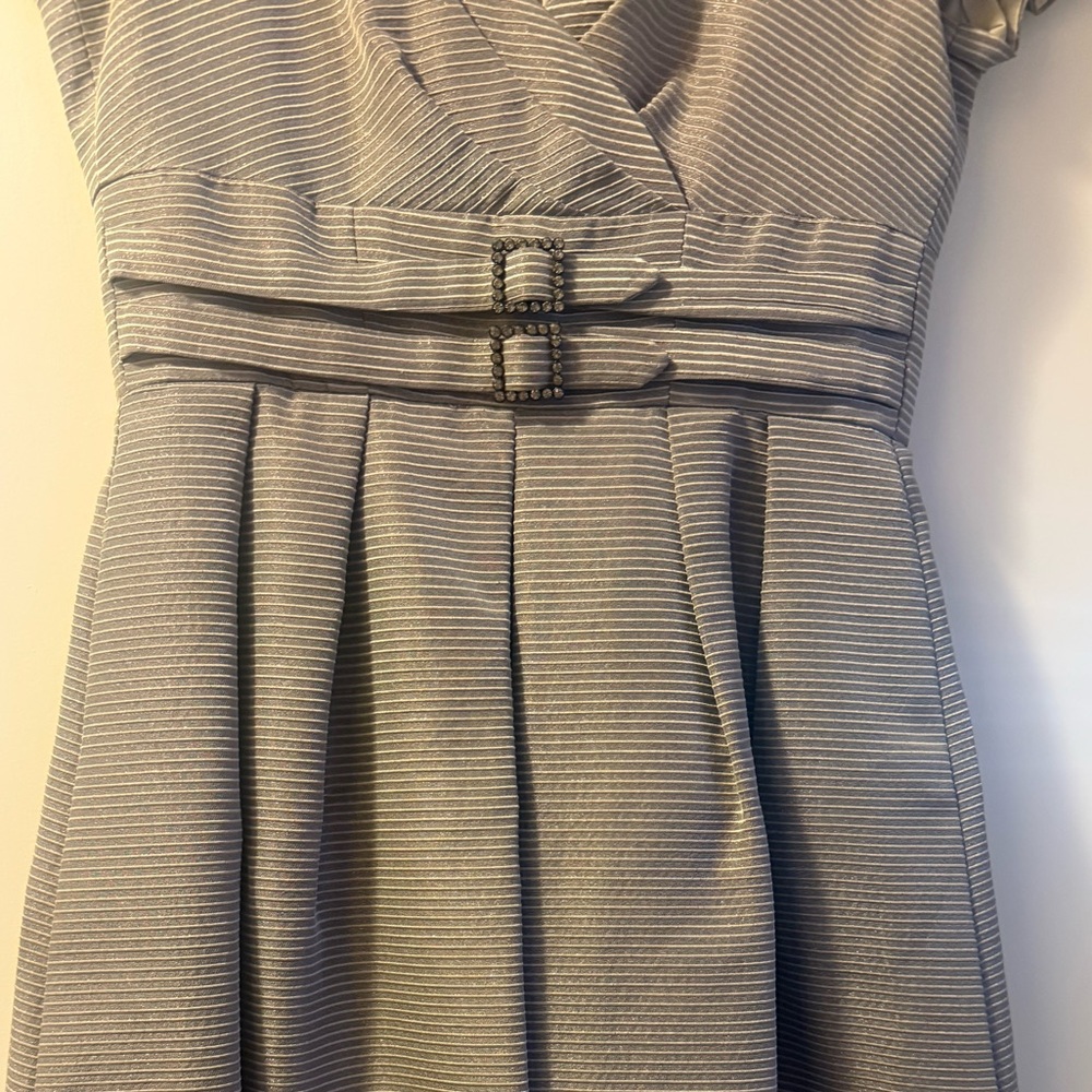 Nanette Lepore sparkly Gray Striped Fit-and-Flare Aline Dress-Women’s Size 2 - Picture 3 of 7
